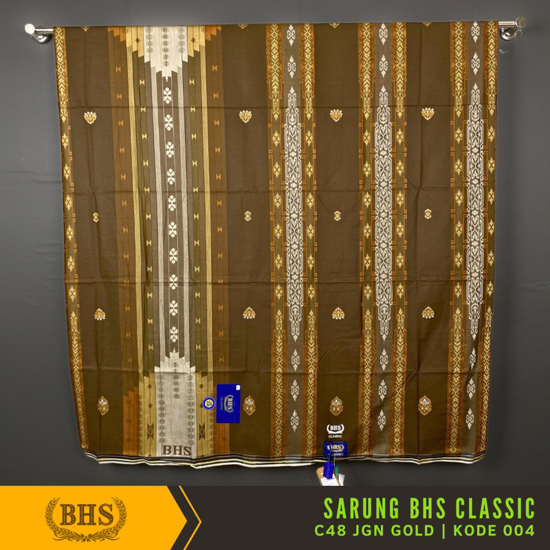Sarung BHS Classic Gold Motif C48 JGN Jacquard Gunung Nusantara Bahan Mercerized Cotton Mix Halus dan Lembut [Garansi Original]