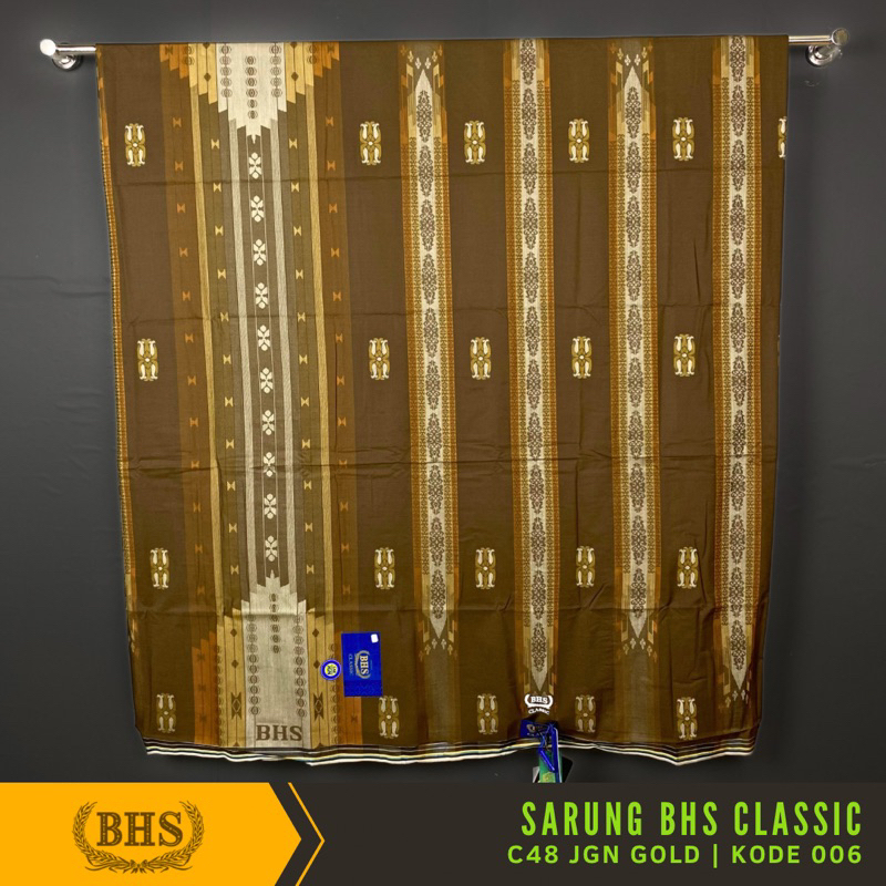 Sarung BHS Classic Gold Motif C48 JGN Jacquard Gunung Nusantara Bahan Mercerized Cotton Mix Halus dan Lembut [Garansi Original]