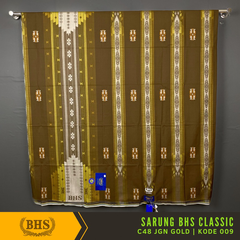 Sarung BHS Classic Gold Motif C48 JGN Jacquard Gunung Nusantara Bahan Mercerized Cotton Mix Halus dan Lembut [Garansi Original]
