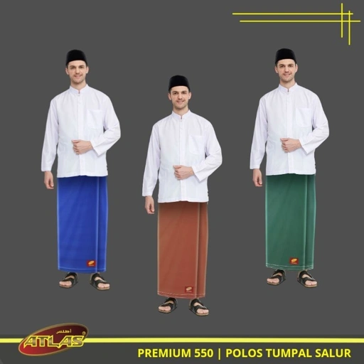 Image of Sarung ATLAS PREMIUM 550 Motif Polos Tumpal Salur Bahan Katun Lembut dan Halus