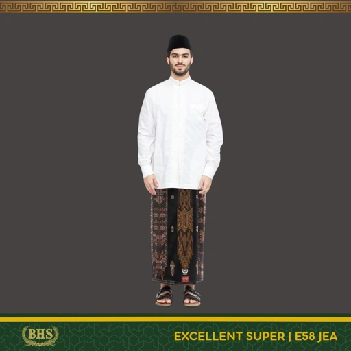 Image of Sarung BHS Excellent Gold Motif E58 JEA Jacquard Full Timbul Bahan Mercerized Cotton Halus dan Lembut [Garansi Original]