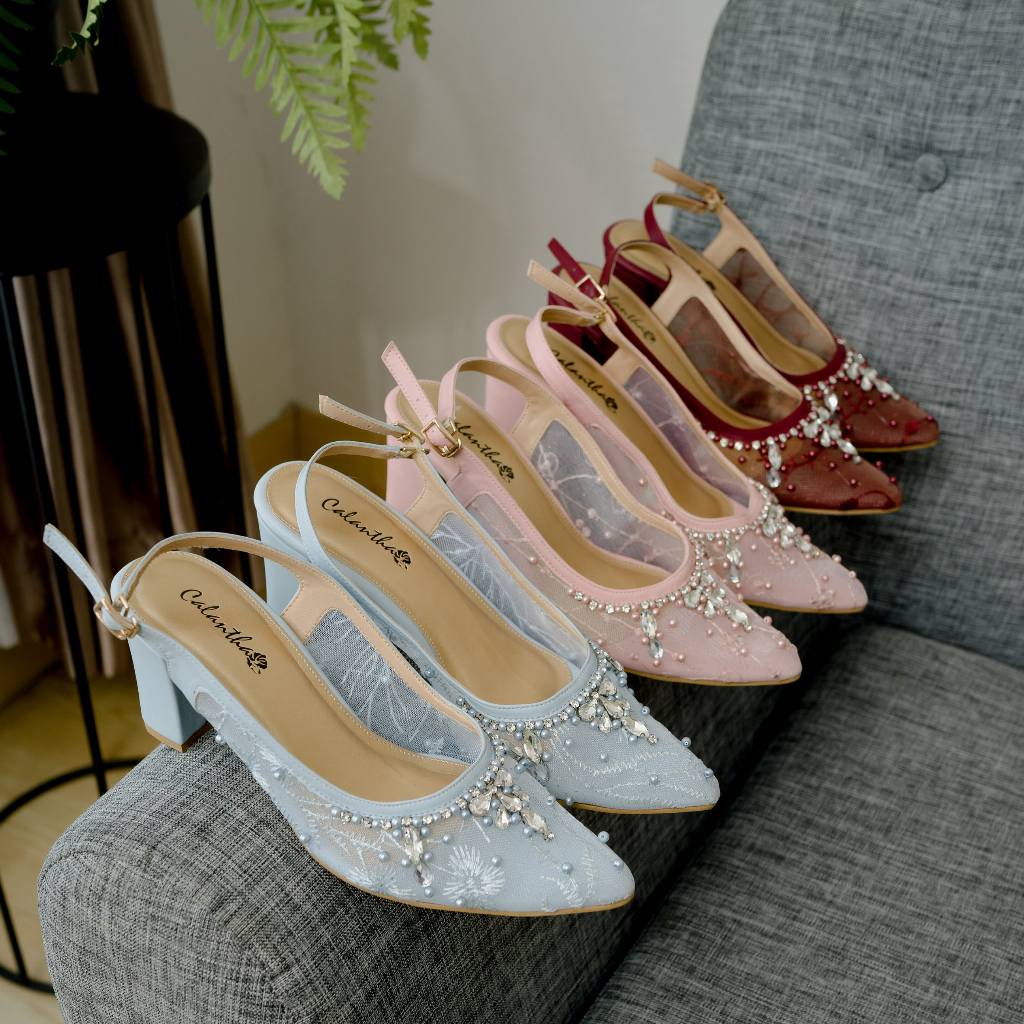 Deu_Calantha Wedding Shoes Sepatu Pesta Ankle Strap Vanesa 7 cm