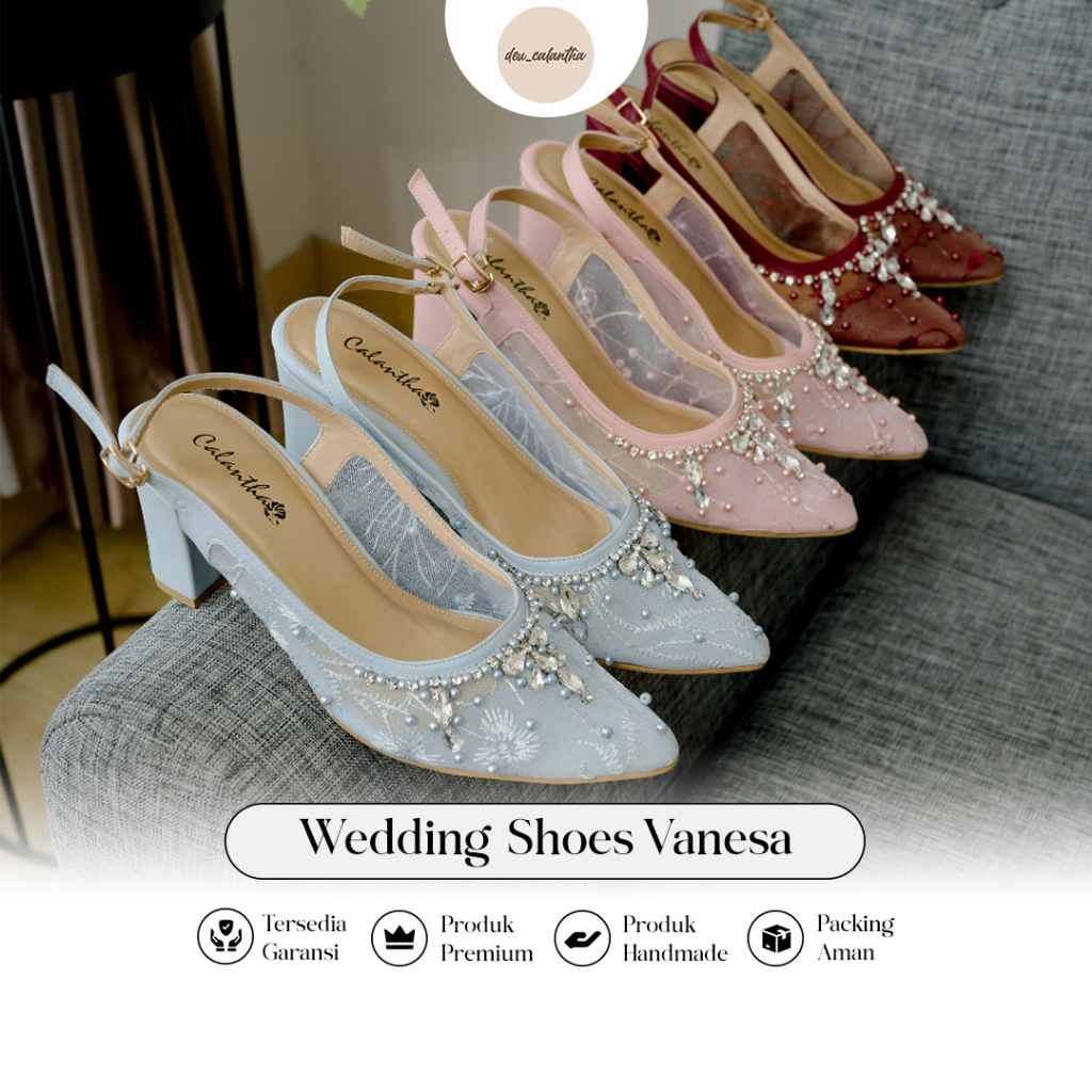 Deu_Calantha Wedding Shoes Sepatu Pesta Ankle Strap Vanesa 7 cm