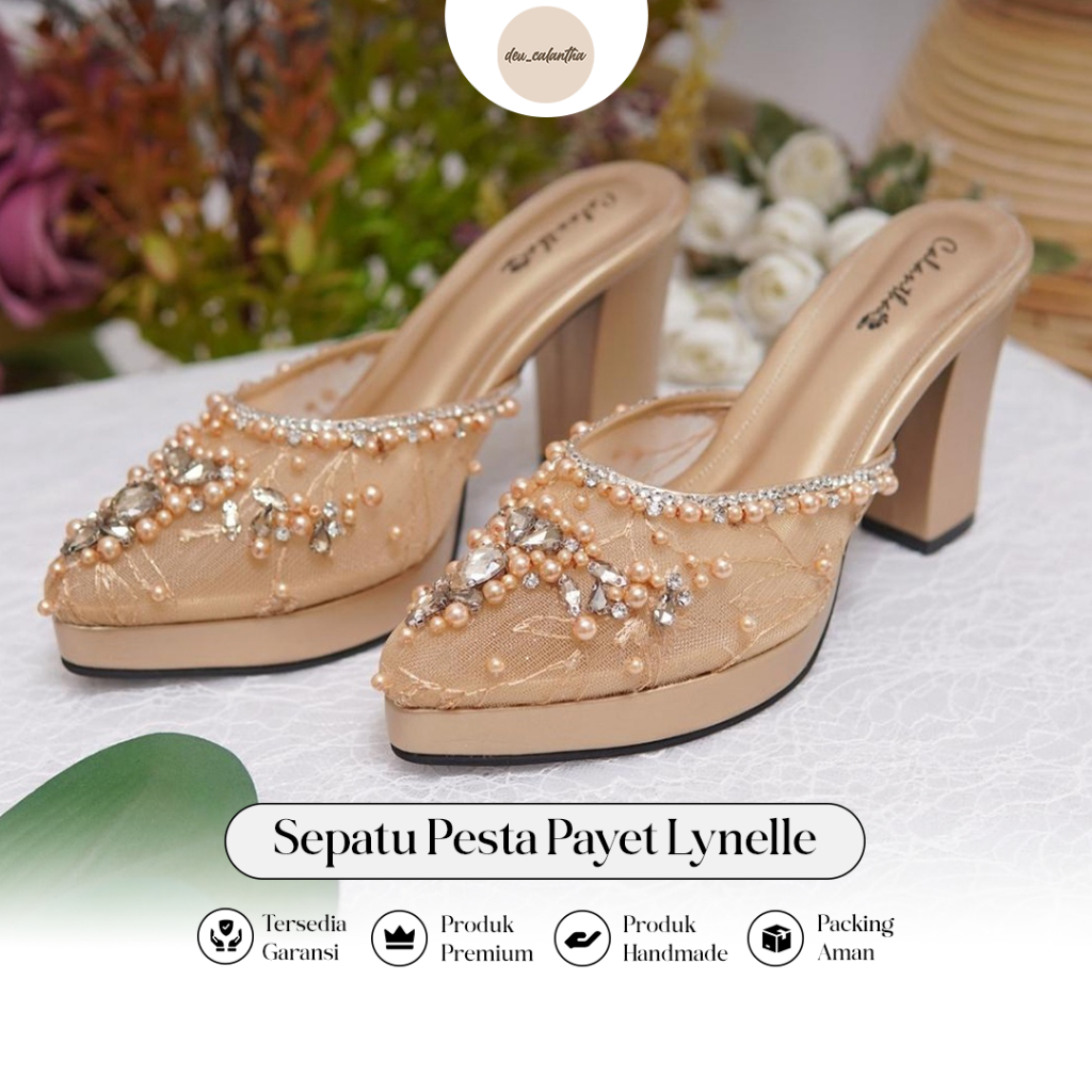 Deu_Calantha Wedding Shoes Sepatu Pesta Payet Lynelle 9 cm Platform 2 cm