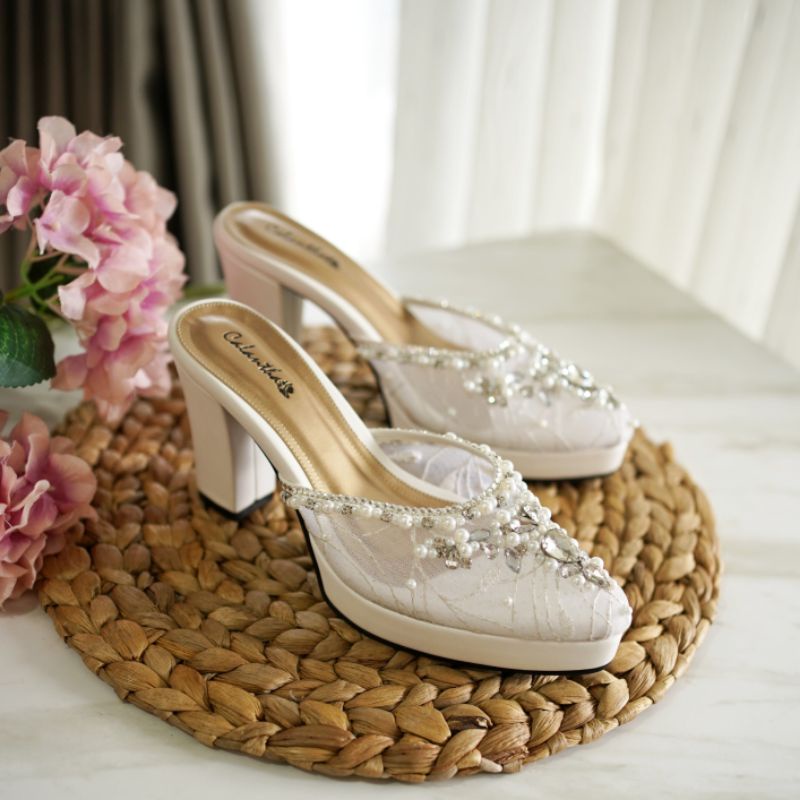 Deu_Calantha Wedding Shoes Sepatu Pesta Payet Lynelle 9 cm Platform 2 cm
