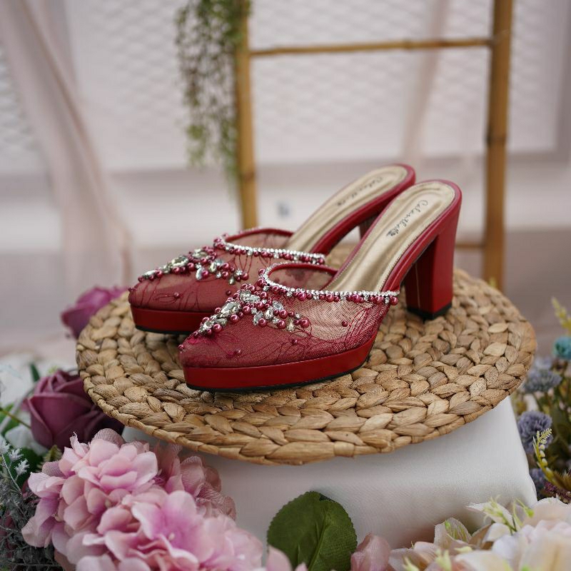 Deu_Calantha Wedding Shoes Sepatu Pesta Payet Lynelle 9 cm Platform 2 cm