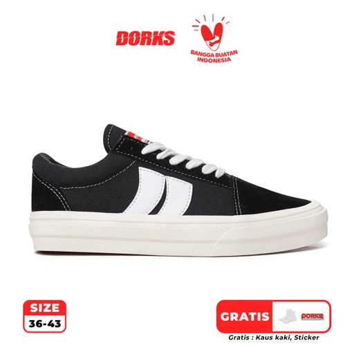 Image of Dorks Skate Black - Sepatu Sneakers Casual Pria Wanita Sepatu Sekolah Dorks