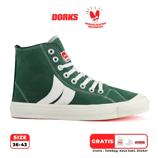Image of Dorks Classic High Army - Sepatu Sneakers Casual Pria Wanita Sepatu Sekolah Dorks