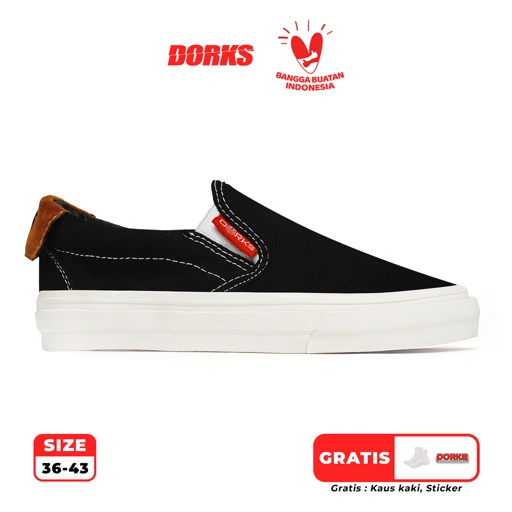 Image of Dorks Slip On Black White - Sepatu Sneakers Casual Pria Wanita Sepatu Sekolah Dorks