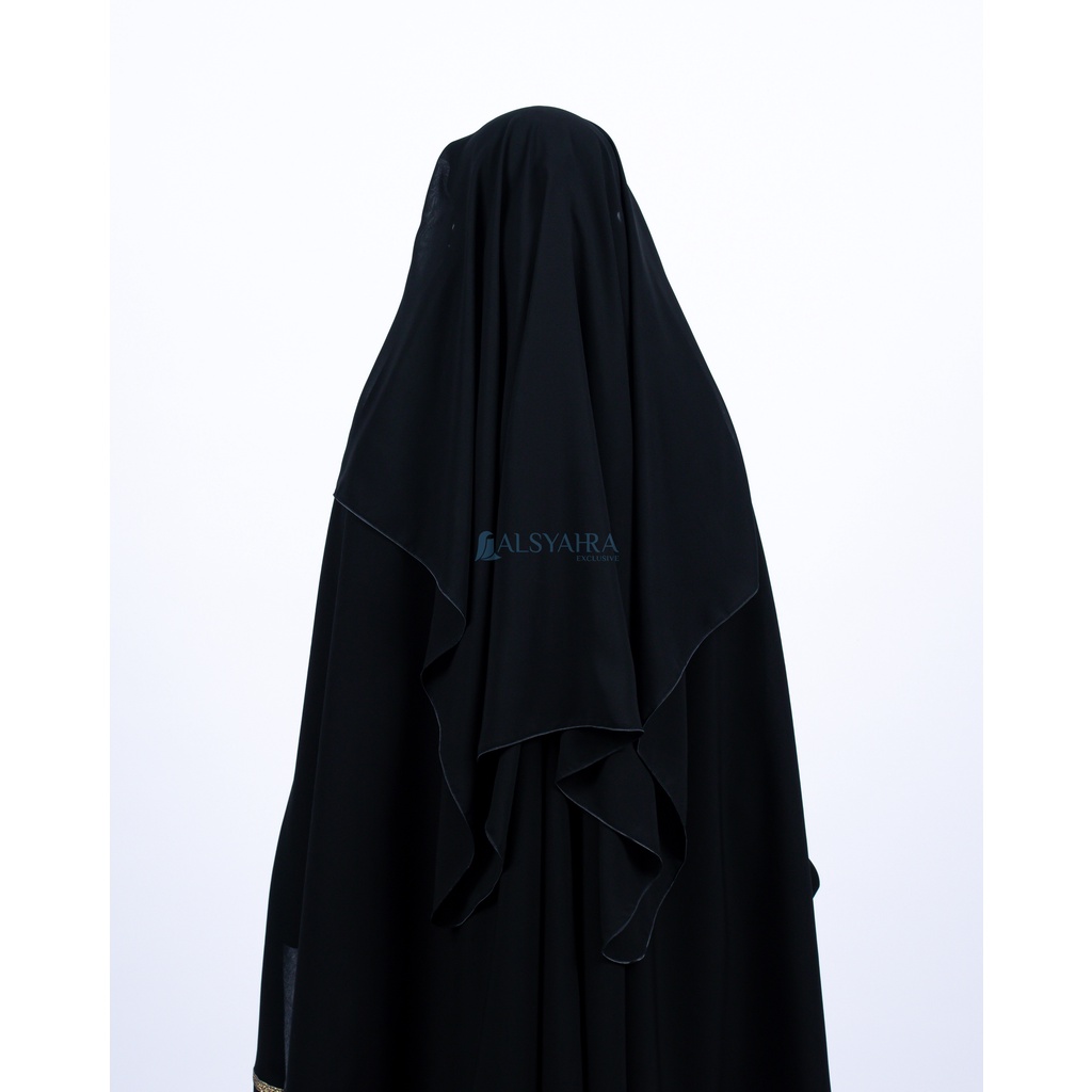 Alsyahra Exclusive Niqab Yaman Poni Kancing Raudhah Kiswah Stripe Sifon Silk Jetblack