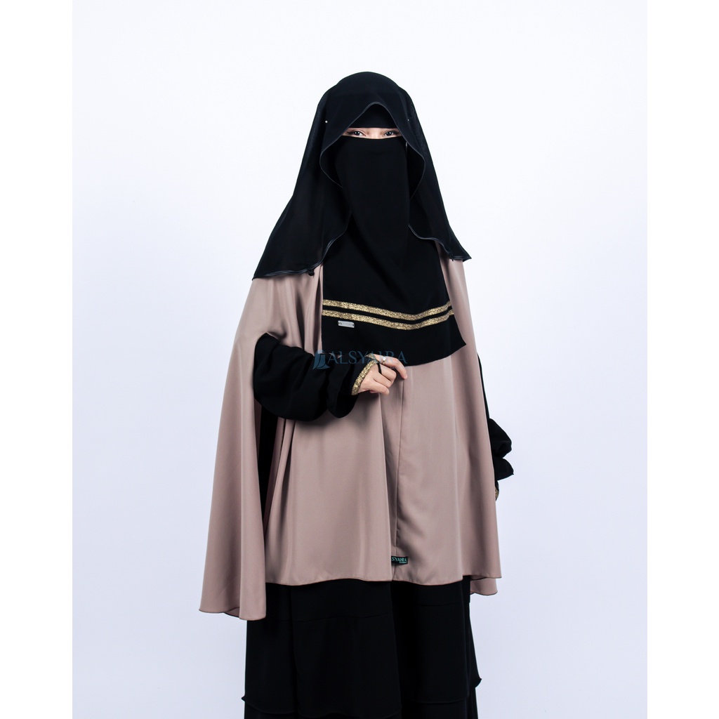 Bundling Niqab All In One Kiswah Stripe Sifon Silk Jetblack 12 Style Alsyahra Exclusive