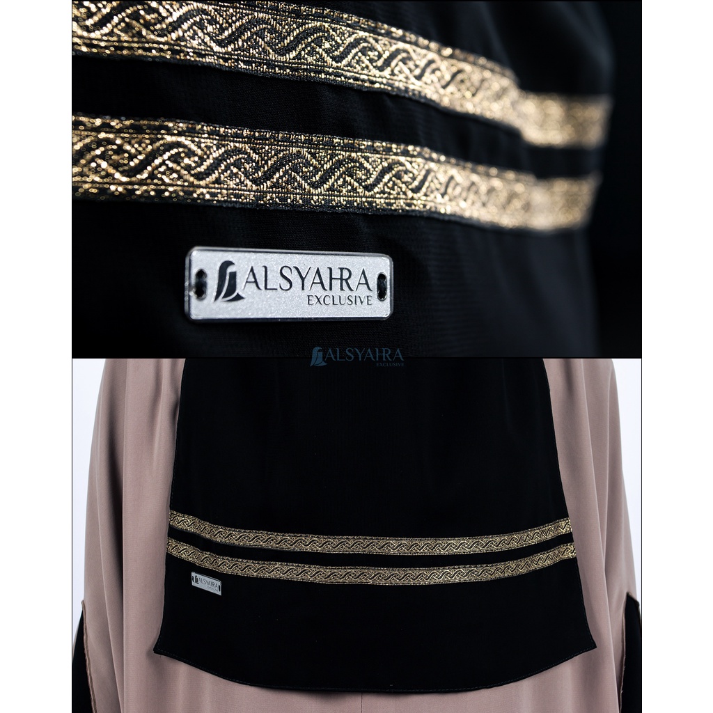 Bundling Niqab All In One Kiswah Stripe Sifon Silk Jetblack 12 Style Alsyahra Exclusive