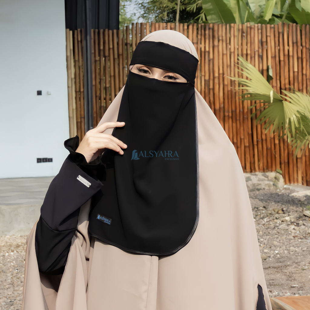 Alsyahra Exclusive - Niqab Bandana Bisban Sifon Silk Jetblack Arab