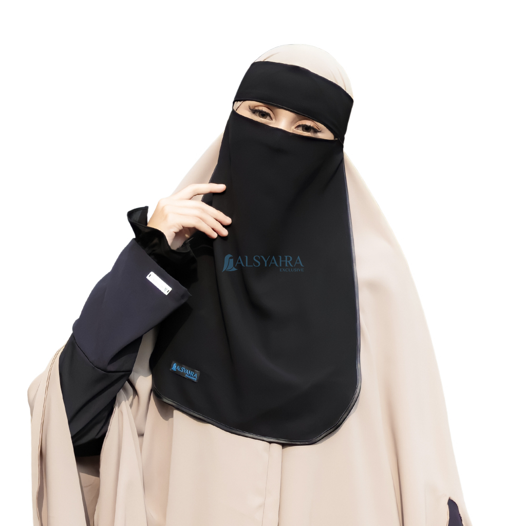 Alsyahra Exclusive - Niqab Bandana Bisban Sifon Silk Jetblack Arab
