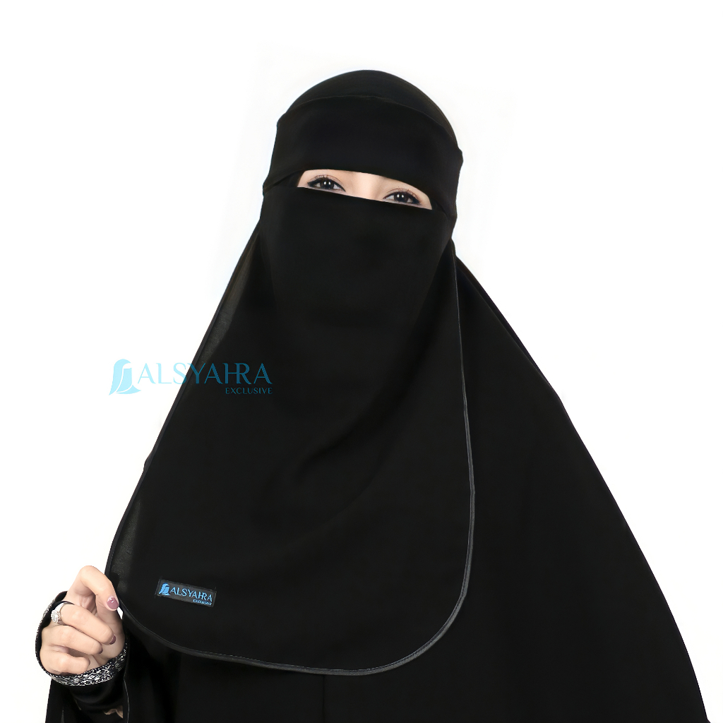 Alsyahra Exclusive - Niqab Bandana Bisban Sifon Silk Jetblack Arab