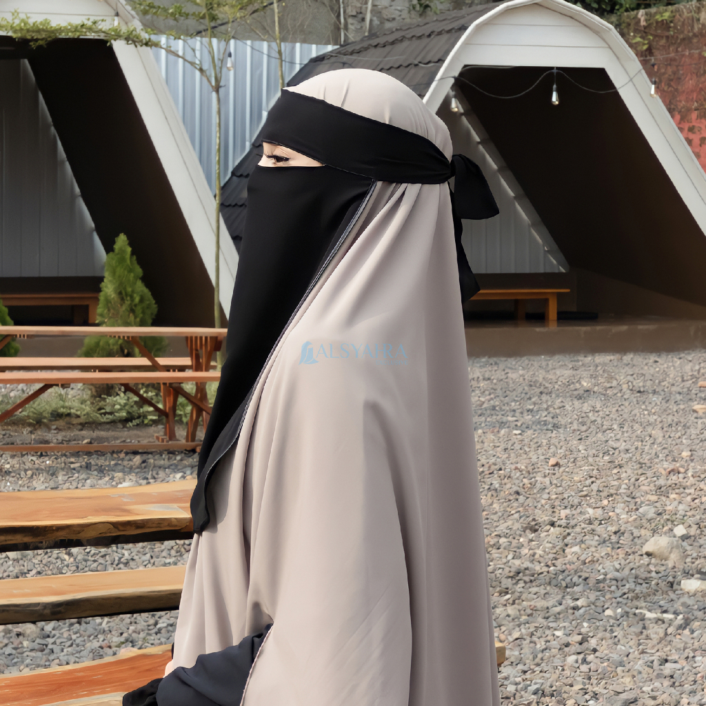 Alsyahra Exclusive - Niqab Bandana Bisban Sifon Silk Jetblack Arab