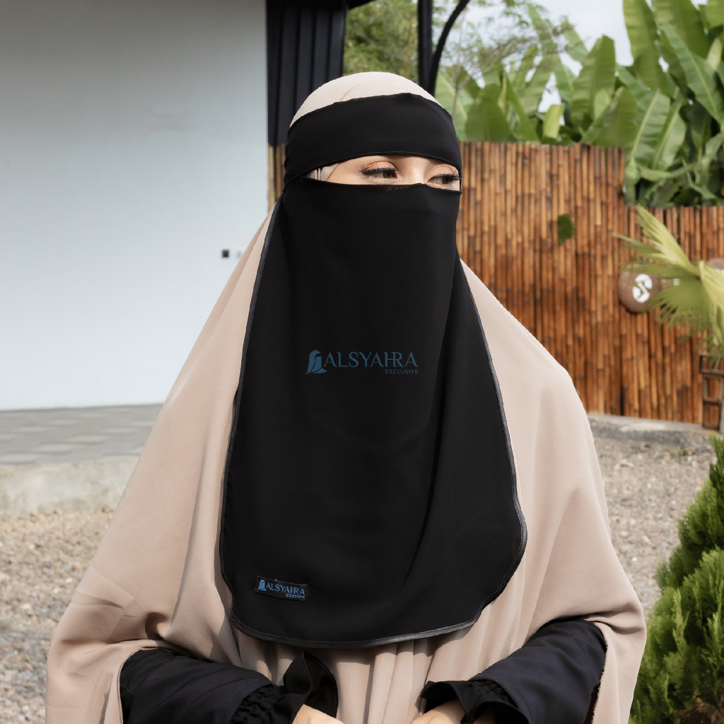 Alsyahra Exclusive - Niqab Bandana Bisban Sifon Silk Jetblack Arab