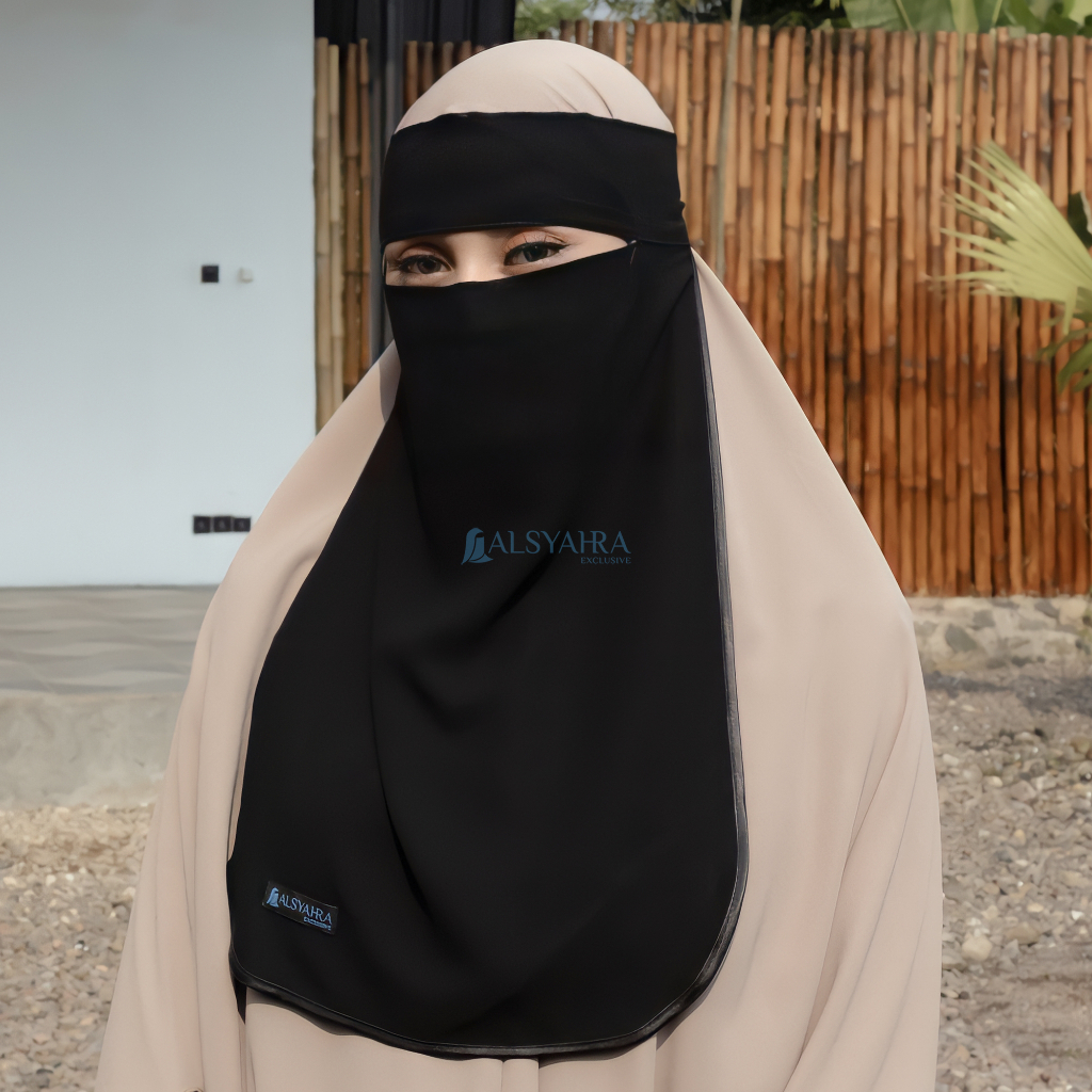 Alsyahra Exclusive - Niqab Bandana Bisban Sifon Silk Jetblack Arab