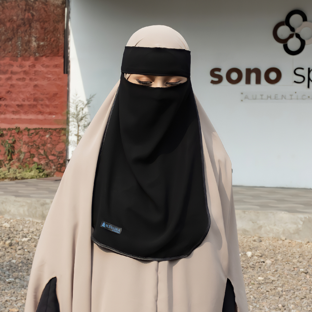 Alsyahra Exclusive - Niqab Bandana Bisban Sifon Silk Jetblack Arab