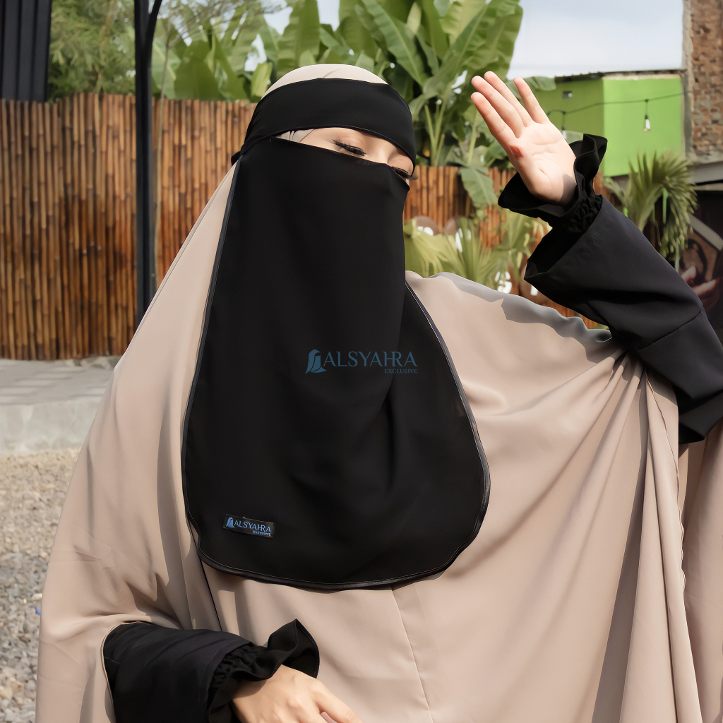 Alsyahra Exclusive - Niqab Bandana Bisban Sifon Silk Jetblack Arab