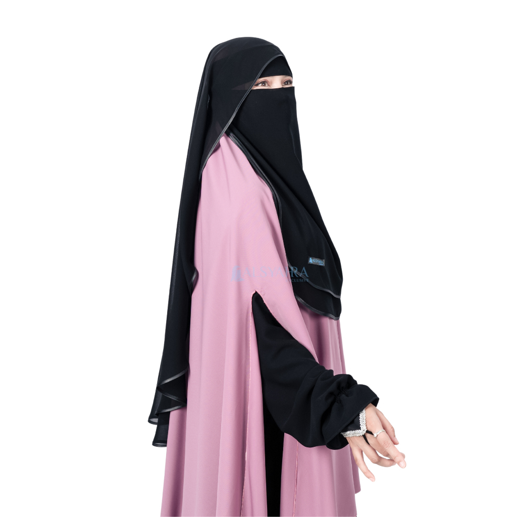 Alsyahra Exclusive - Niqab Butterfly Hijrah Sifon Silk Jetblack