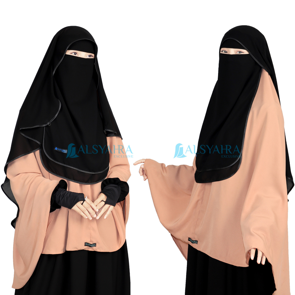 Alsyahra Exclusive - Niqab Butterfly Hijrah Sifon Silk Jetblack