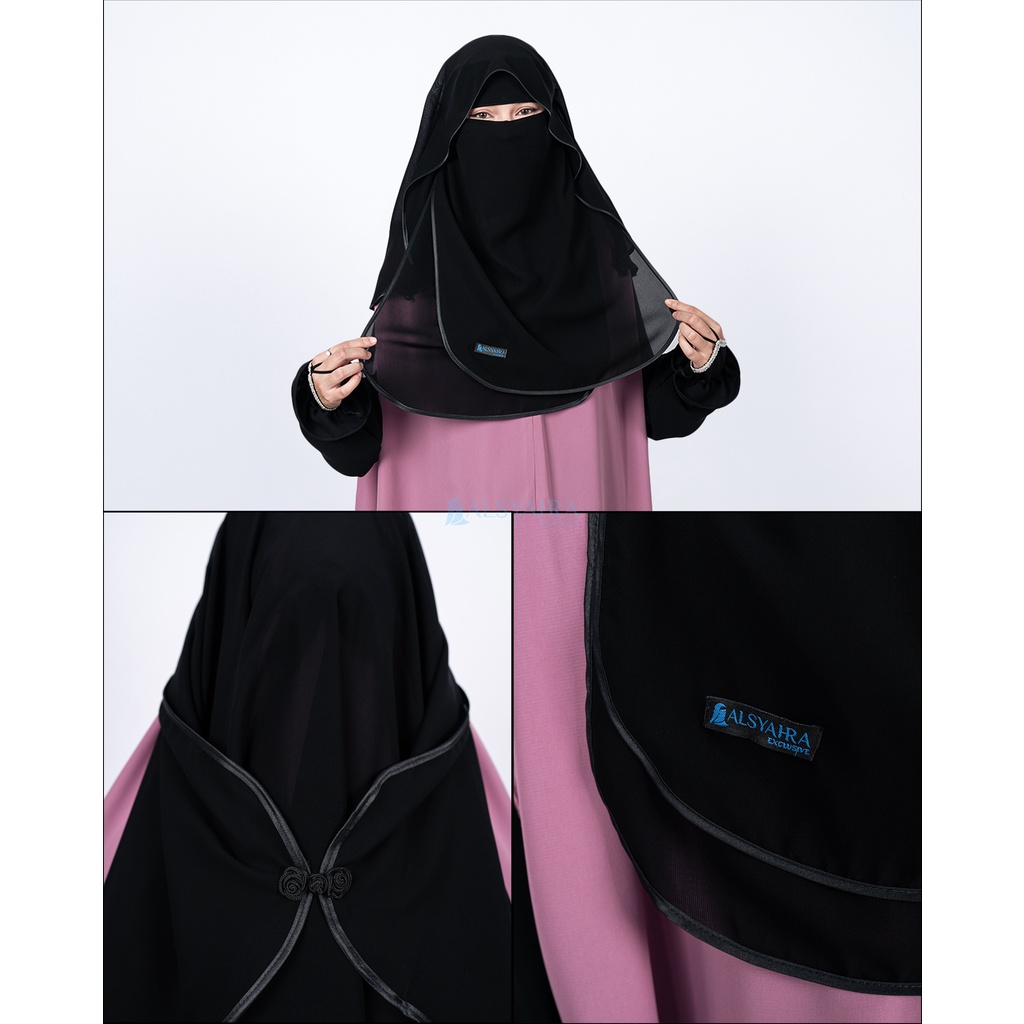 Alsyahra Exclusive - Niqab Butterfly Hijrah Sifon Silk Jetblack