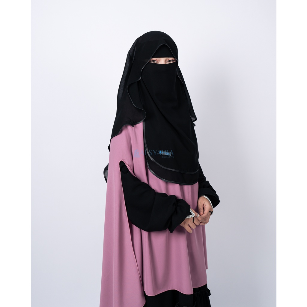 Alsyahra Exclusive - Niqab Butterfly Hijrah Sifon Silk Jetblack