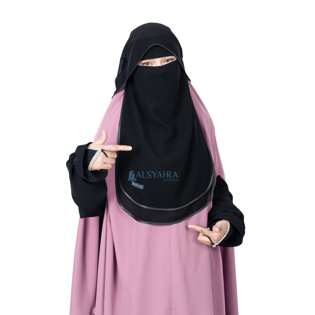 Alsyahra Exclusive - Niqab Butterfly Hijrah Sifon Silk Jetblack