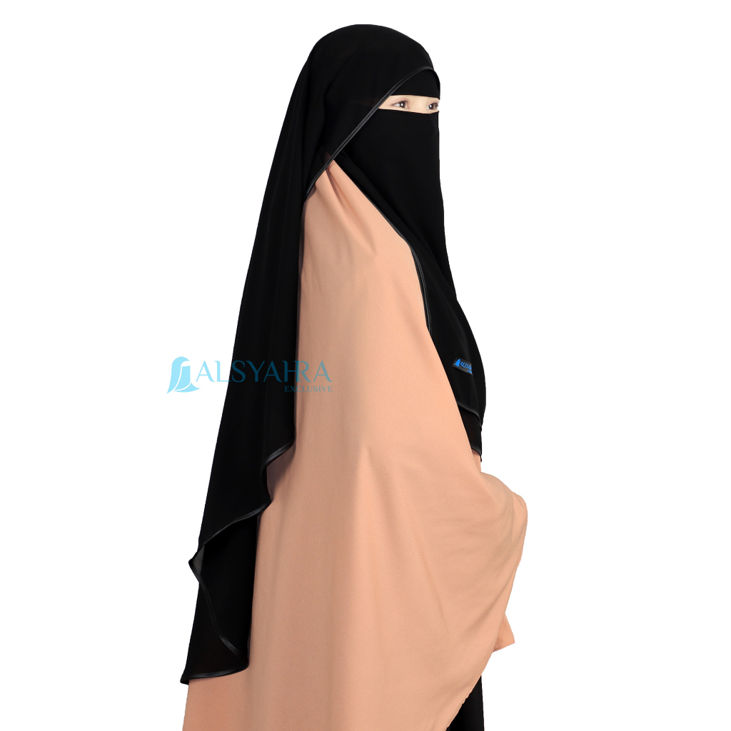 Alsyahra Exclusive - Niqab Butterfly Hijrah Sifon Silk Jetblack