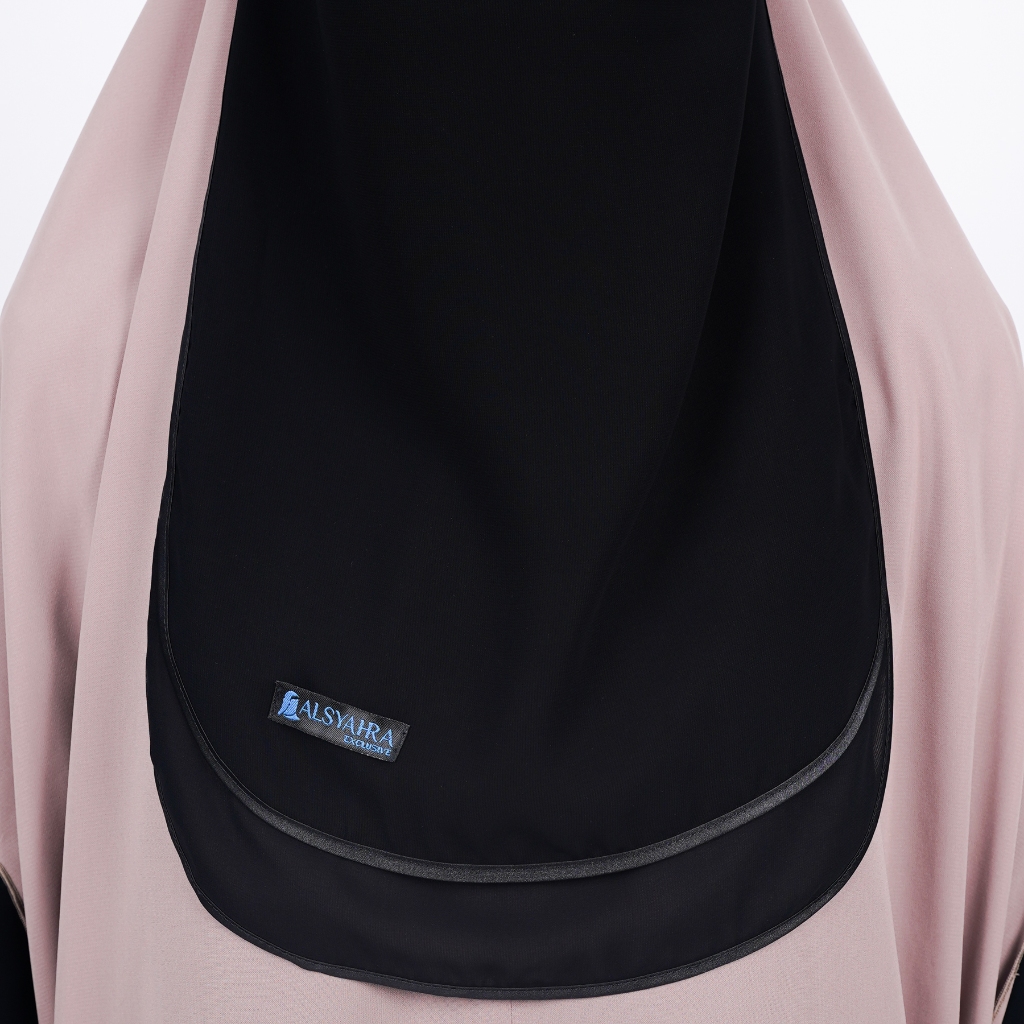 Alsyahra Exclusive - Niqab Bandana Ikhfa 2 layer Sifon Silk Jetblack Arab