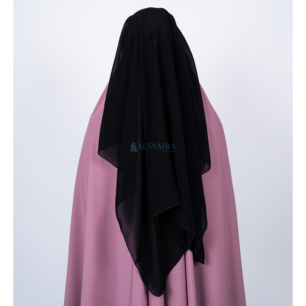 Alsyahra Exclusive - Niqab Yaman Poni Sifon Silk Jetblack