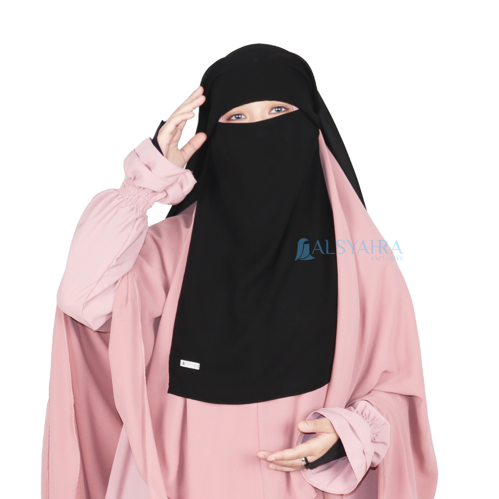 Alsyahra Exclusive - Niqab Yaman Poni Sifon Silk Jetblack