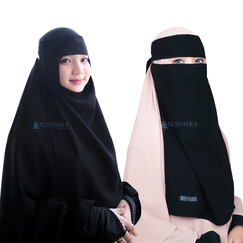 Alsyahra Exclusive - Niqab Bandana Pulldown Sifon Silk Jetblack