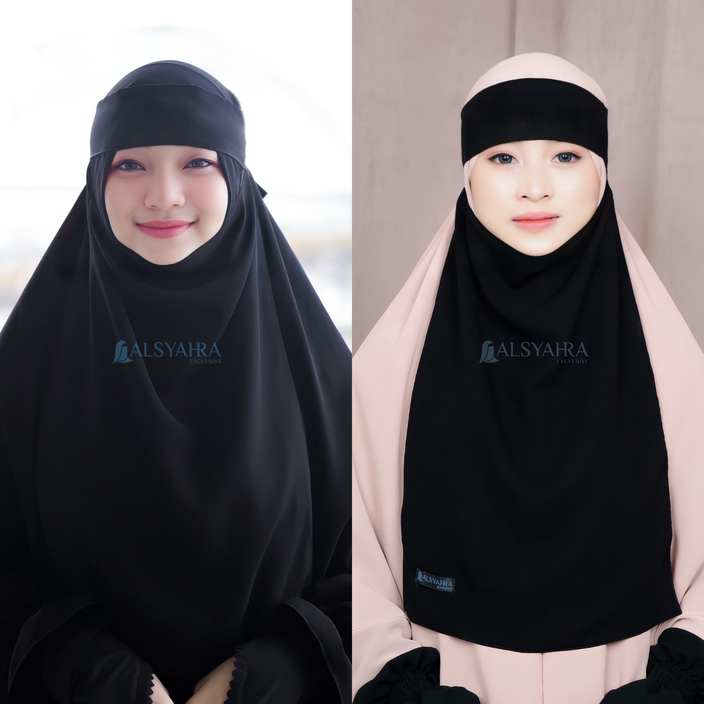 Alsyahra Exclusive - Niqab Bandana Pulldown Sifon Silk Jetblack