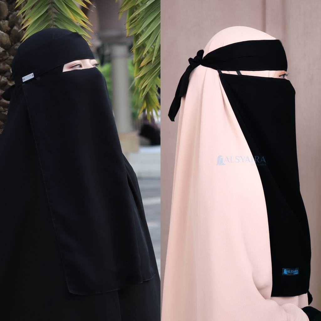 Alsyahra Exclusive - Niqab Bandana Pulldown Sifon Silk Jetblack