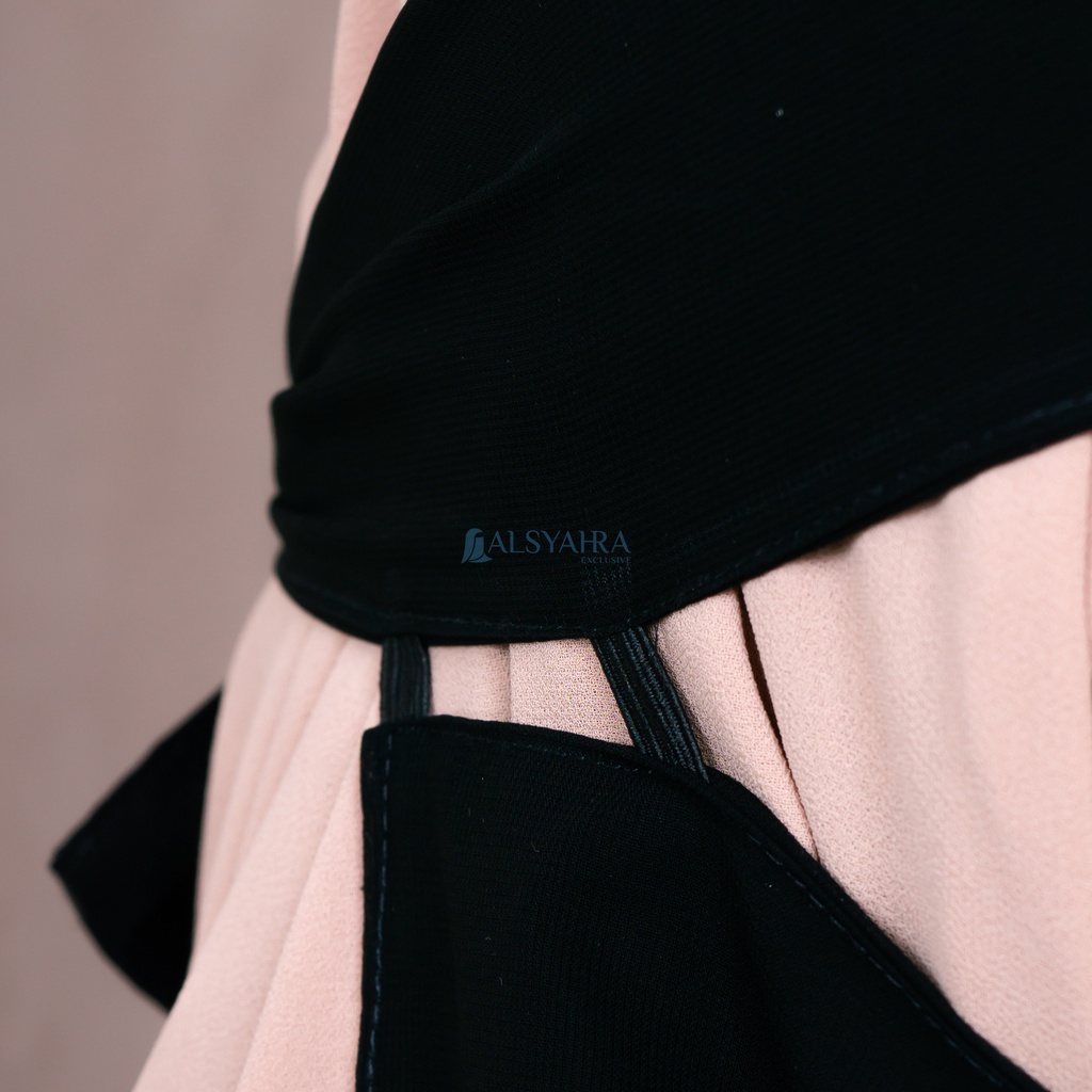 Alsyahra Exclusive - Niqab Bandana Pulldown Sifon Silk Jetblack