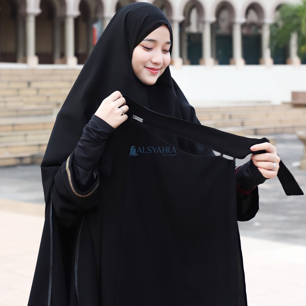 Alsyahra Exclusive - Niqab Bandana Pulldown Sifon Silk Jetblack