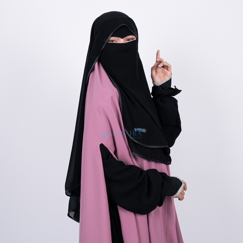Alsyahra Exclusive - Niqab Butterfly Hijrah Eagle Eye Sifon Silk Jetblack