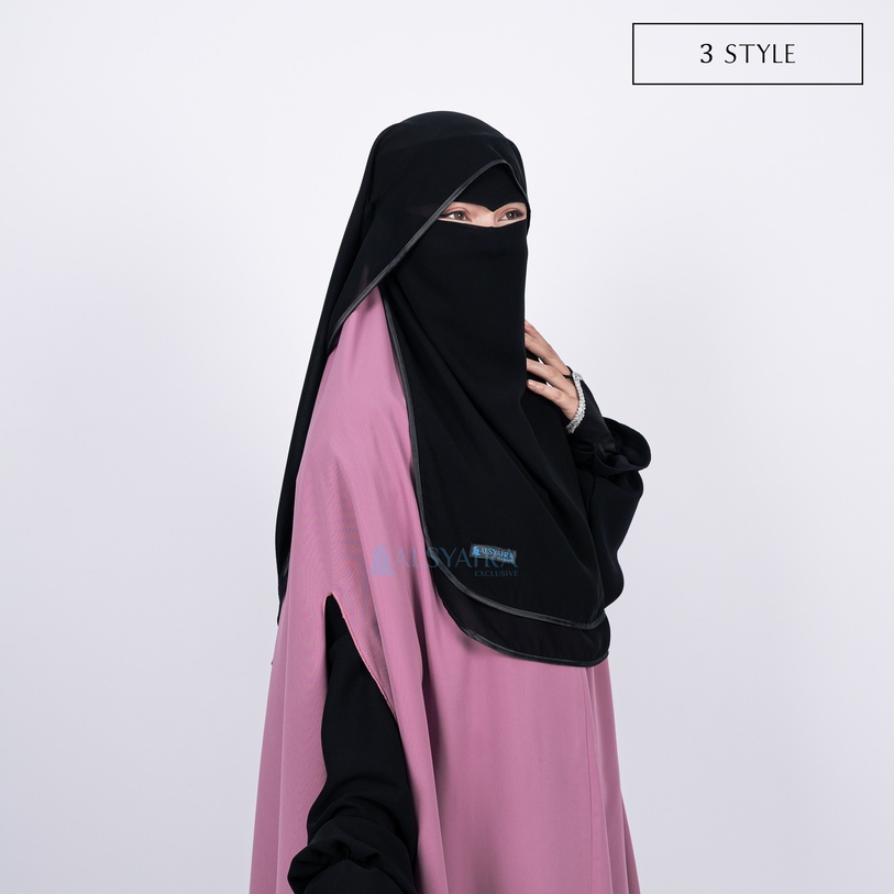 Alsyahra Exclusive - Niqab Butterfly Hijrah Eagle Eye Sifon Silk Jetblack