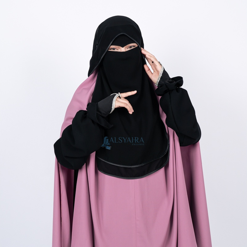 Alsyahra Exclusive - Niqab Butterfly Hijrah Eagle Eye Sifon Silk Jetblack