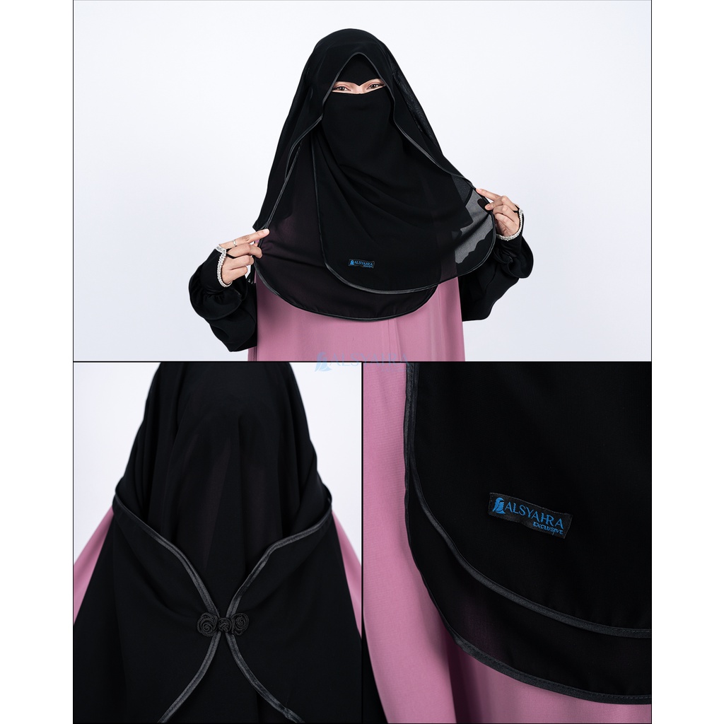Alsyahra Exclusive - Niqab Butterfly Hijrah Eagle Eye Sifon Silk Jetblack