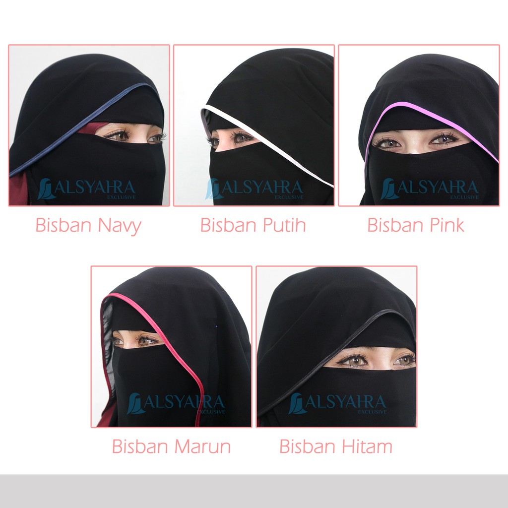 Alsyahra Exclusive - Niqab Butterfly Hijrah Eagle Eye Sifon Silk Jetblack