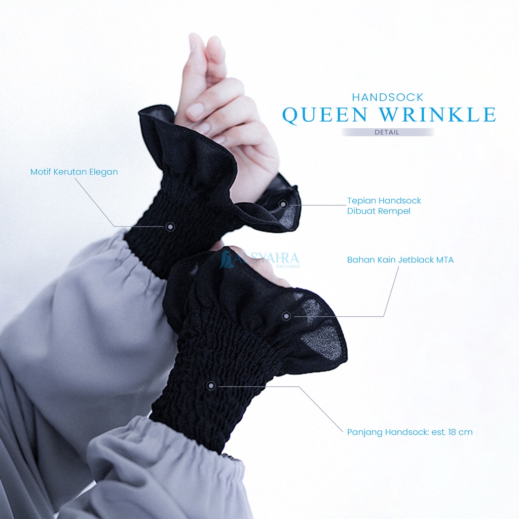 Alsyahra Exclusive Manset Handsock Queen Wrinkle Jetblack