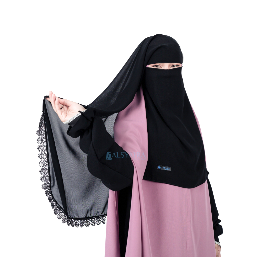 Alsyahra Exclusive Niqab Yaman Alshams Sifon Silk Jetblack