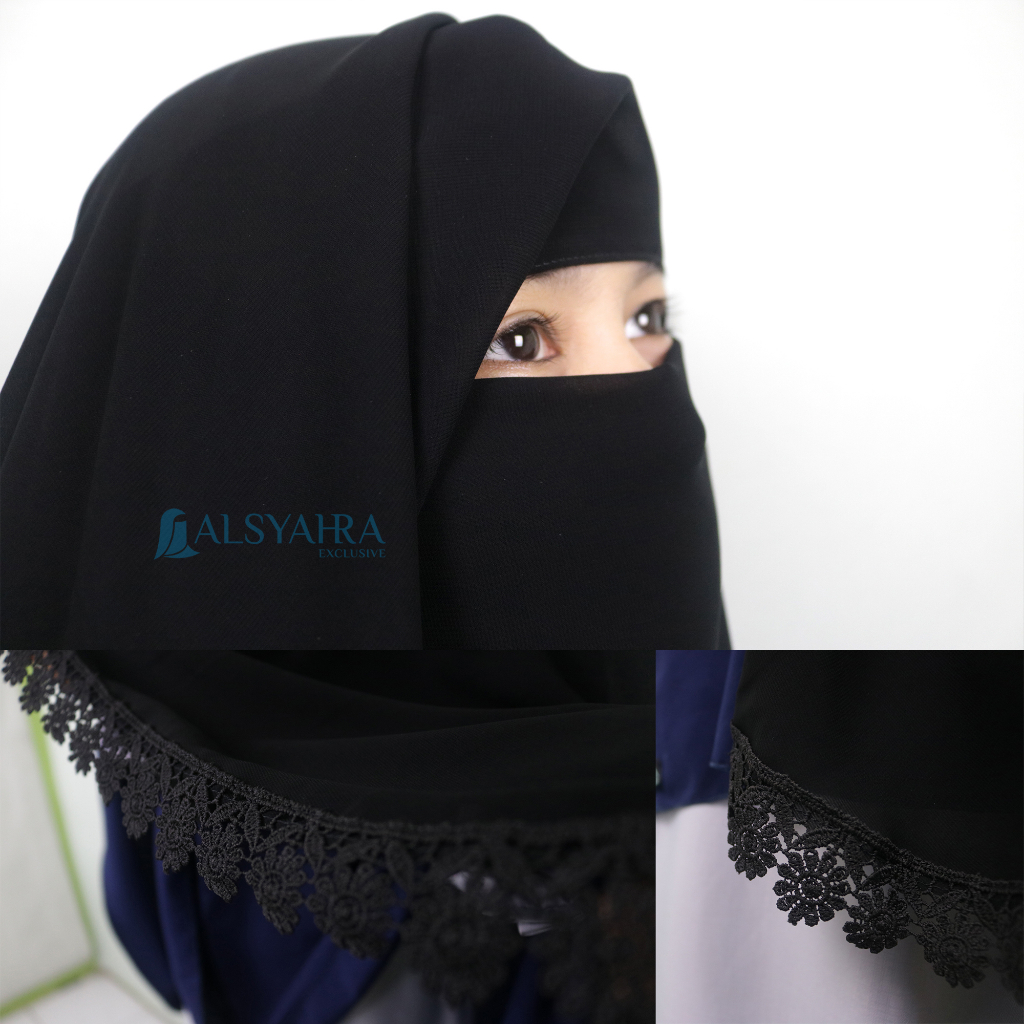 Alsyahra Exclusive Niqab Yaman Alshams Sifon Silk Jetblack
