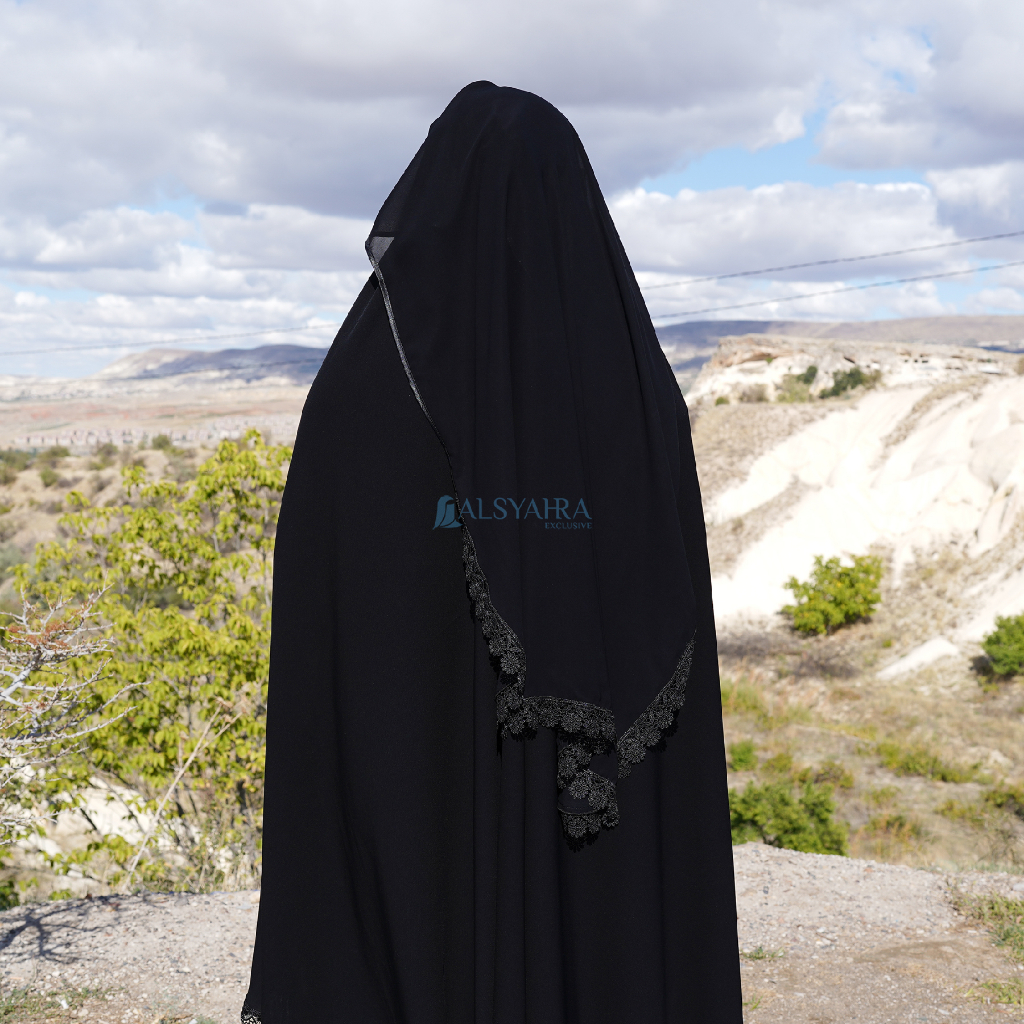 Alsyahra Exclusive Niqab Yaman Alshams Sifon Silk Jetblack