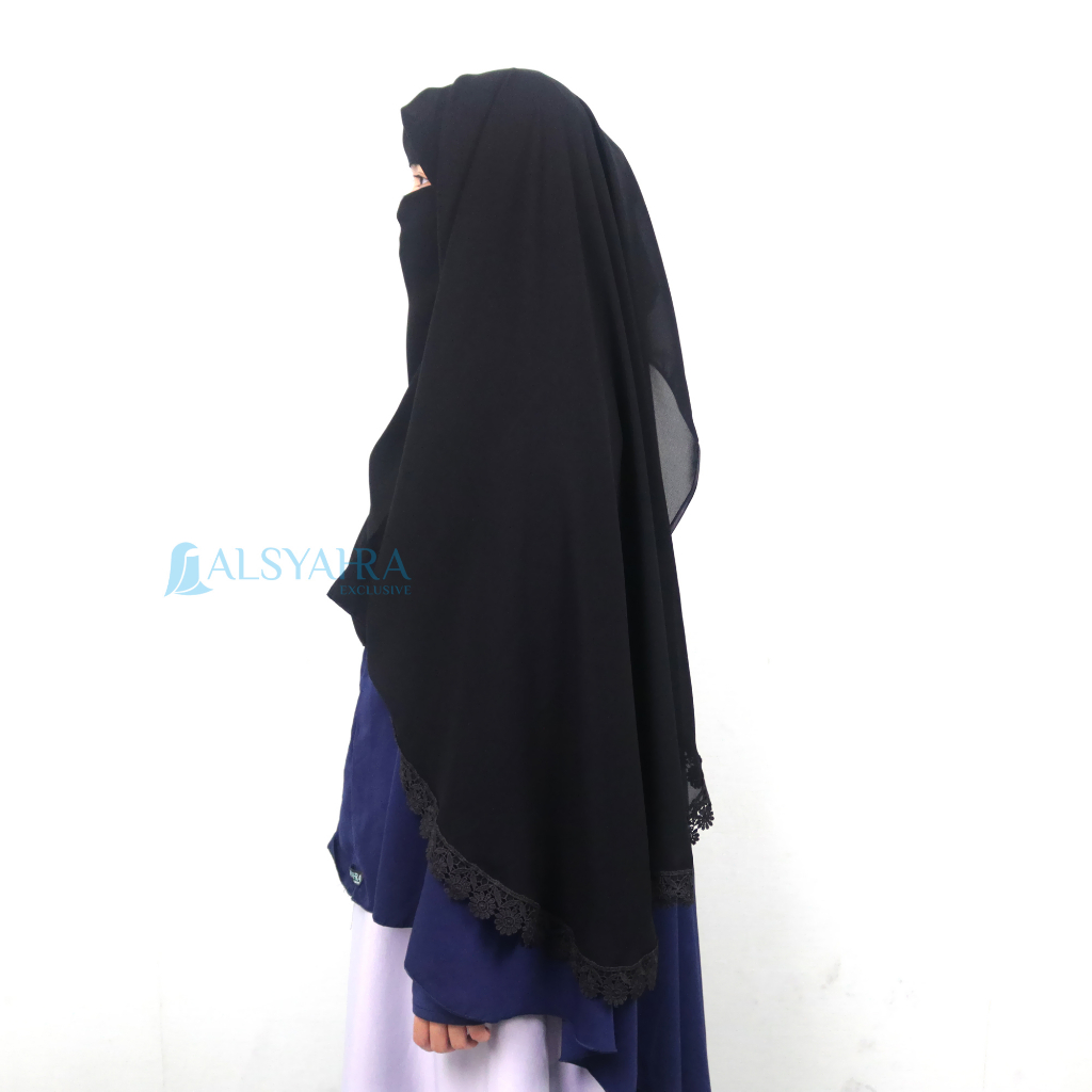 Alsyahra Exclusive Niqab Yaman Alshams Sifon Silk Jetblack