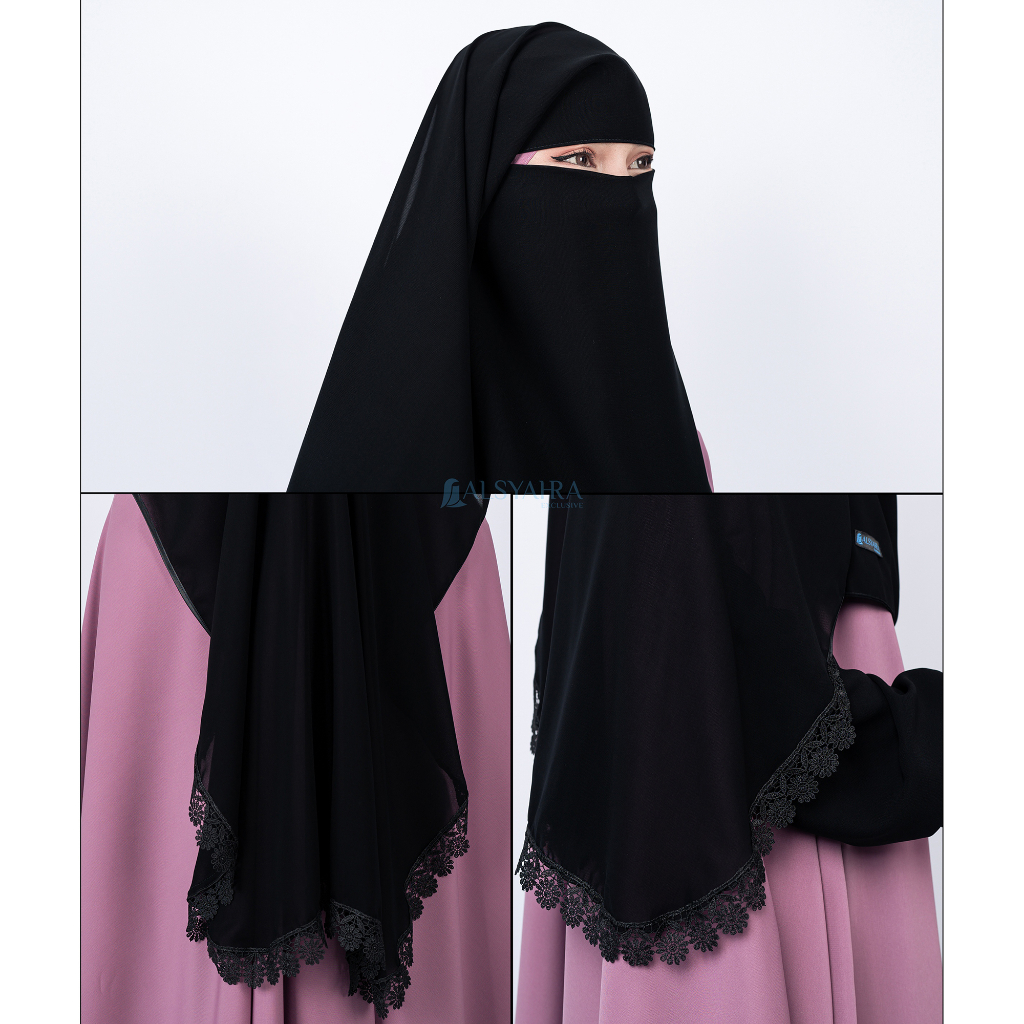 Alsyahra Exclusive Niqab Yaman Alshams Sifon Silk Jetblack