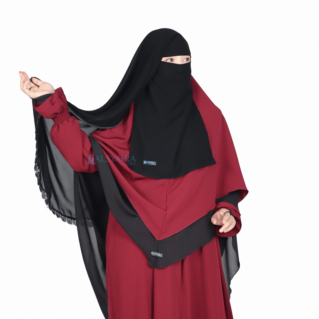 Alsyahra Exclusive Niqab Yaman Alshams Sifon Silk Jetblack
